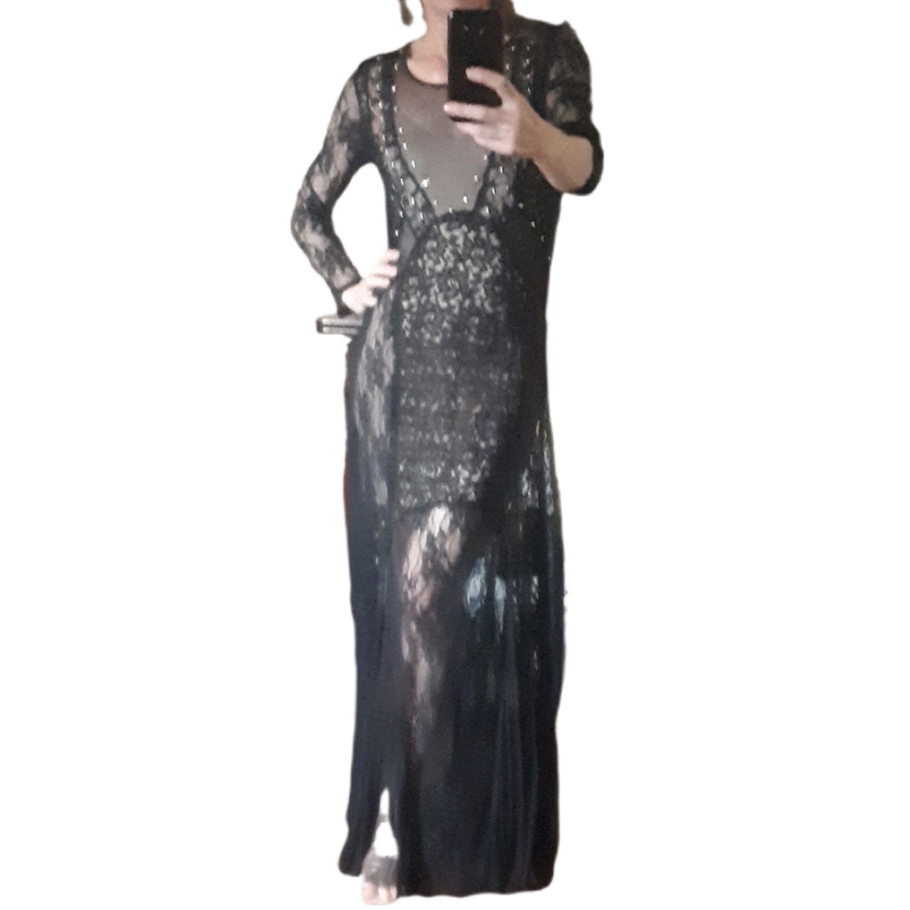 Rare Zara Black Lace Maxi Dress